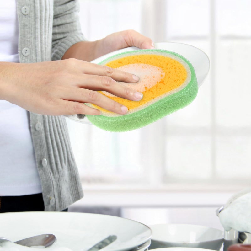 4Pcs Cartoon Fruit Scrub Sponges Thick Reusable for Dishes and Wok Cleaning - Image 5