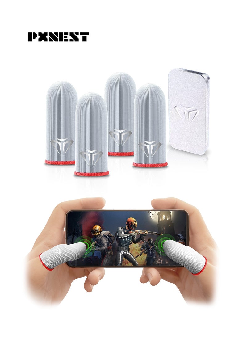 بيكسنست ٤ قطع من أكمام أصابع PUBG Mobile، مزودة بغطاء ألومنيوم محمول، أكثر حساسية ومقاومة للتعرق. مناسبة لألعاب PUBG/Fortnite/Call of Duty/Rule of Survival وغيرها (أحمر) - Image 1