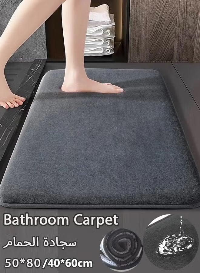 Bath Mat for Bathroom, Extra Soft and Absorbent Bathroom Mats, Non Slip Washable Carpet for Floor, Soft Plush Shaggy Bath Carpet, Machine Wash Dry, Bath Mats for Bathroom, Tub and Shower, Dark Gray - Image 1