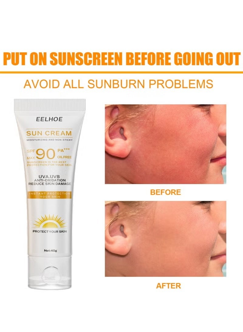 EELHOE Facial Sunscreen Cream 2 Pcs, Moisturizing, Non-Sticky, Antioxidant, Daily Skincare - Image 4