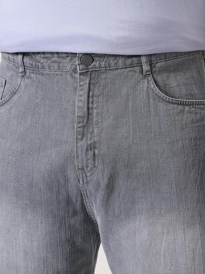 Urbano Fashion  Urbano Plus Men's Light Grey Loose Baggy Fit Washed Denim Jeans Non-Stretchable  | Best Price UAE