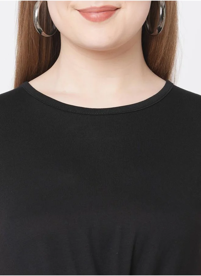 ميش Twisted Front Asymmetric Hem T-Shirt by Styli