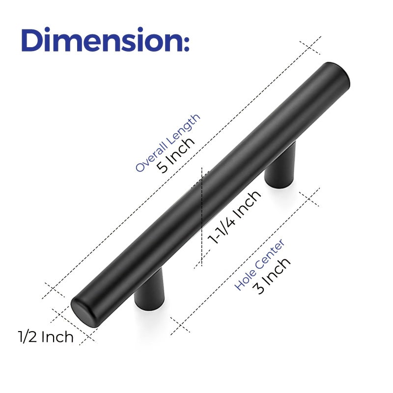 Cabinet Handles 5 Inch Stainless Steel Black Finish Pack Of 3 - Image 4