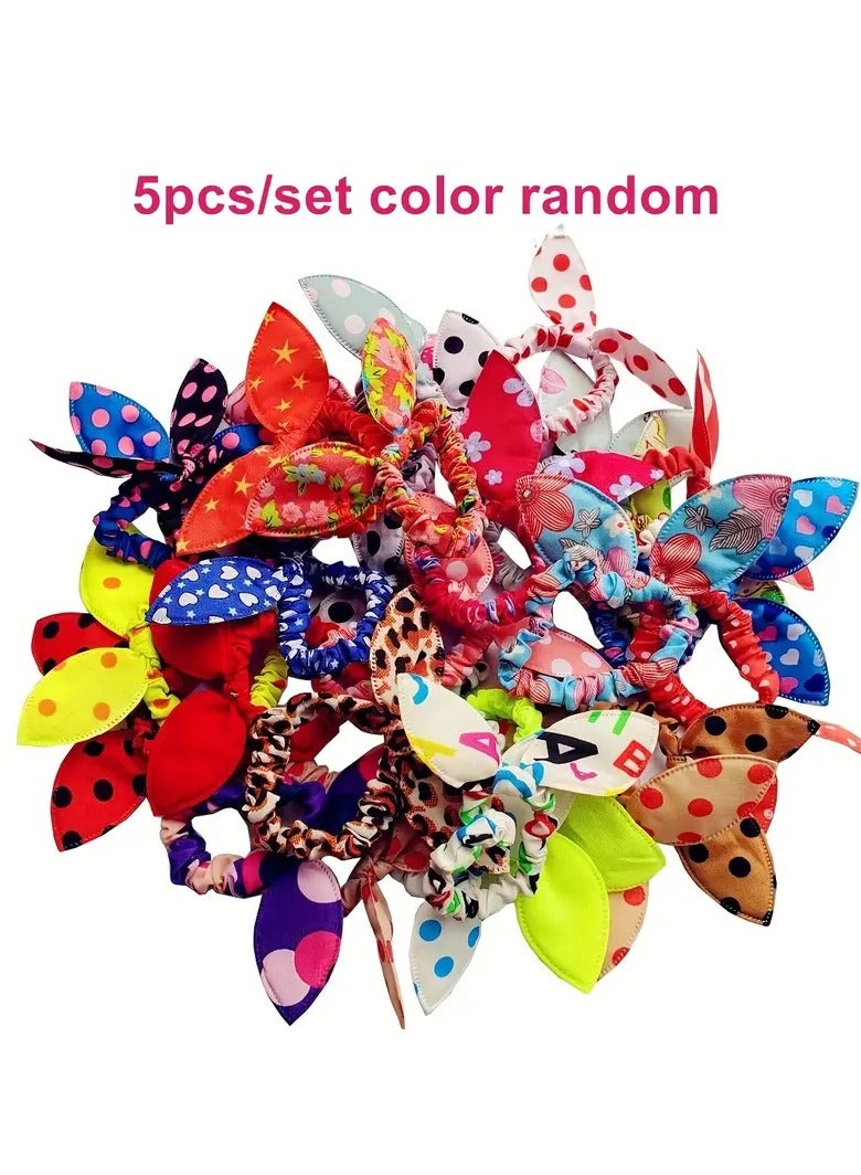 Goolsky 10 Pcs Set of Colorful Rabbit Ear Decorative Hair Ropes with Elastic Bowknots - Perfect for Normal Hair Types - Image 1