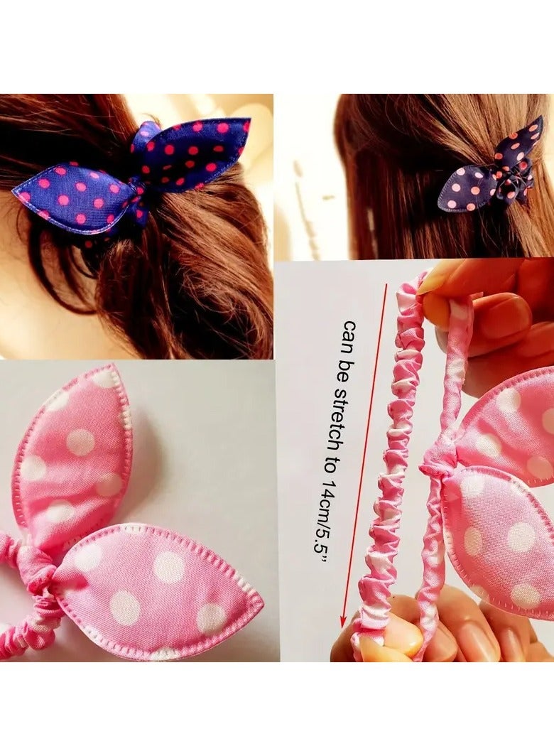 Goolsky 10 Pcs Set of Colorful Rabbit Ear Decorative Hair Ropes with Elastic Bowknots - Perfect for Normal Hair Types - Image 3