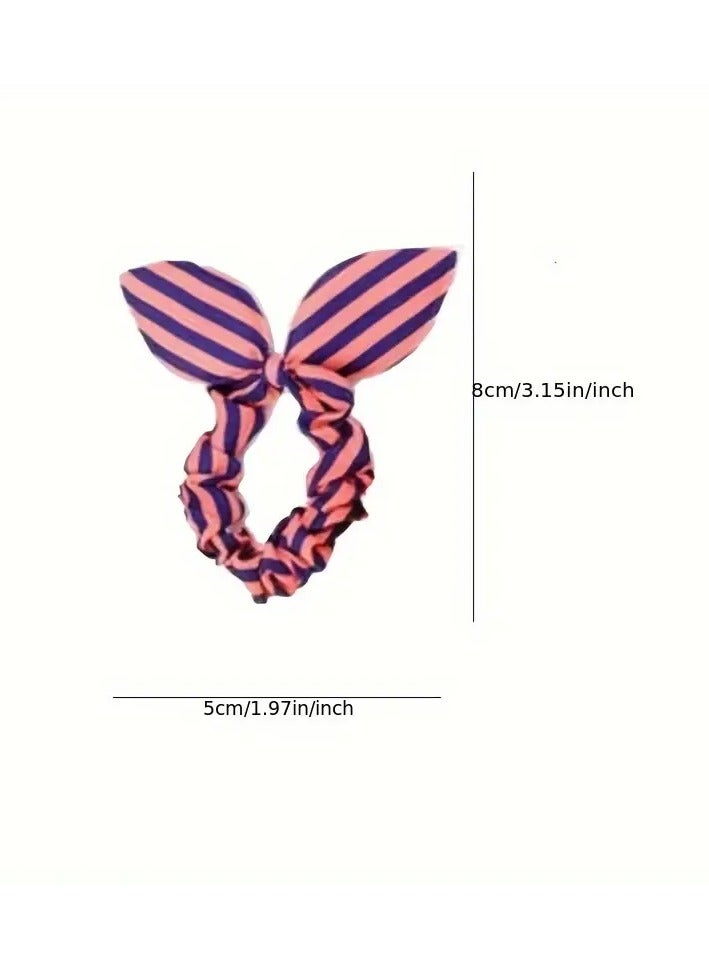 Goolsky 10 Pcs Set of Colorful Rabbit Ear Decorative Hair Ropes with Elastic Bowknots - Perfect for Normal Hair Types - Image 4