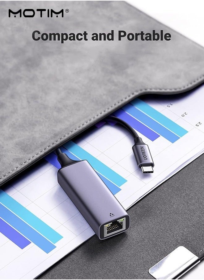Motim Type C to Ethernet Adapter,  Aluminium etwork Adapter, Type C to 1Gbps RJ45 Wired Network, Thunderbolt 3 LAN Adaptor for MacBook Pro, MacBook Air, Surface book, Chromebook, XPS, Samsung S10, S10+, GigaLink-C  - Image 3