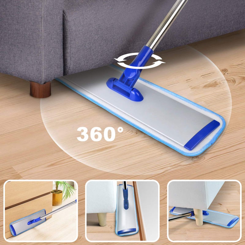 Conliwell 18" Professional Microfiber Mop Floor Cleaning System, Flat Mop with Stainless Steel Handle, 4 Reusable Washable Mop Pads, Wet and Dust Mopping for Hardwood, Vinyl, Laminate, Tile Cleaning - Image 5