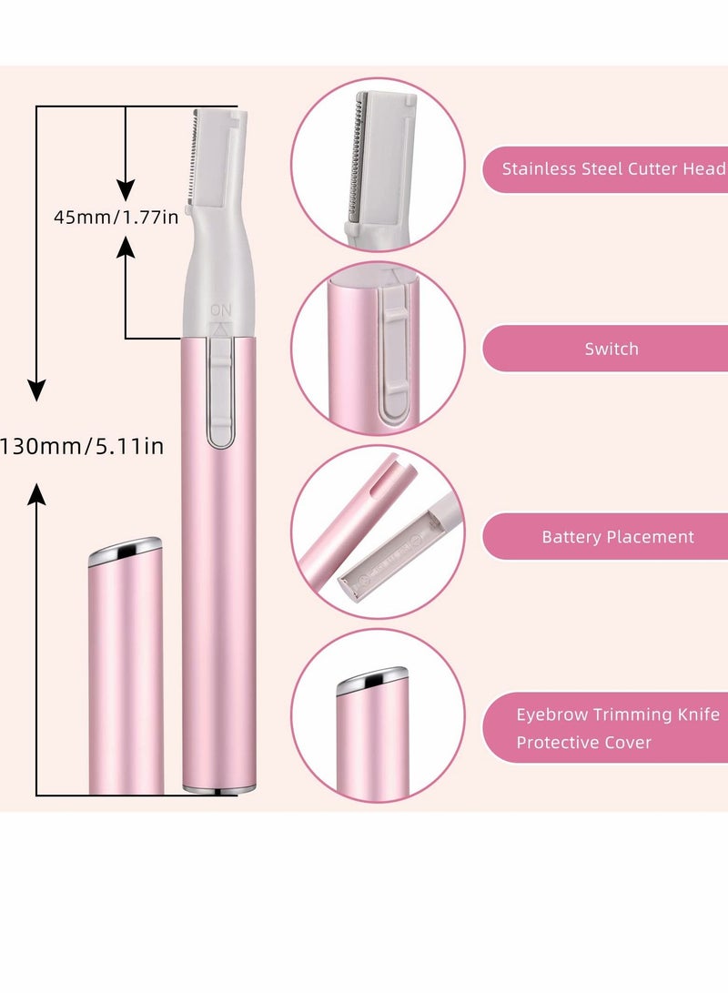 NIBEMINENT Electric Eyebrow Trimmer, Ladies Facial Precision Mini Shaver with Comb, Battery Powered Small Epilator for Face Neck Body Arms Legs (Pink, Black) - Image 5