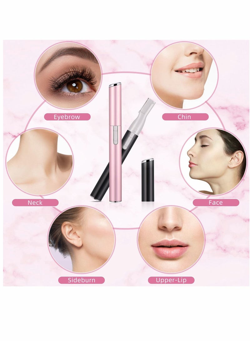 NIBEMINENT Electric Eyebrow Trimmer, Ladies Facial Precision Mini Shaver with Comb, Battery Powered Small Epilator for Face Neck Body Arms Legs (Pink, Black) - Image 2