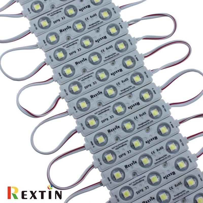 REXTiN وحدة إضاءة ريكستين سوبر برايت 200 قطعة 3 LED أبيض 5050 SMD مقاومة للماء زينة ضوئية - Image 4