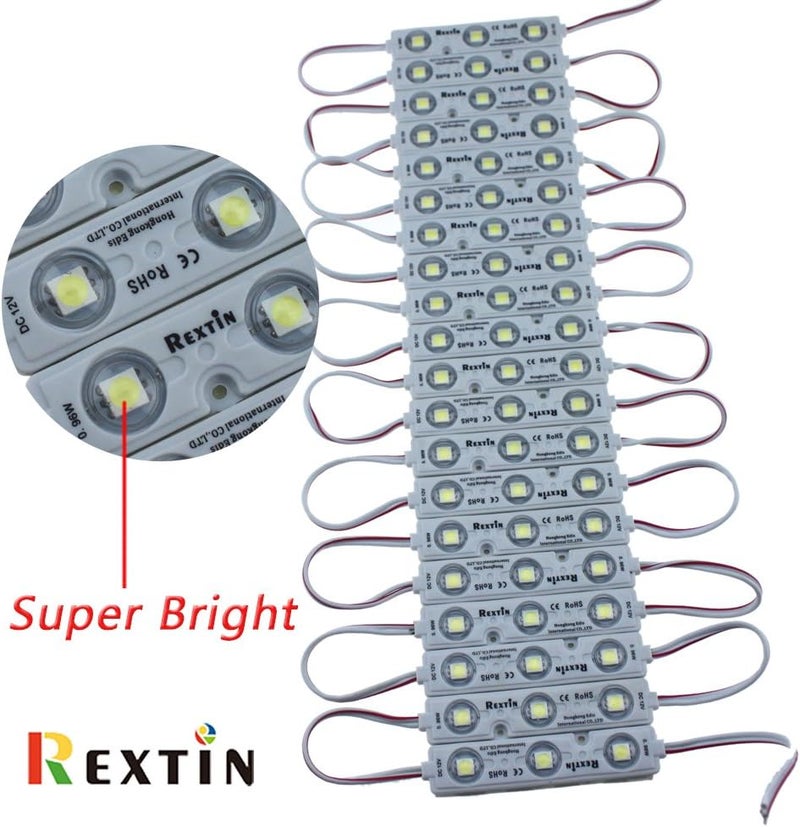 REXTiN وحدة إضاءة ريكستين سوبر برايت 200 قطعة 3 LED أبيض 5050 SMD مقاومة للماء زينة ضوئية - Image 5