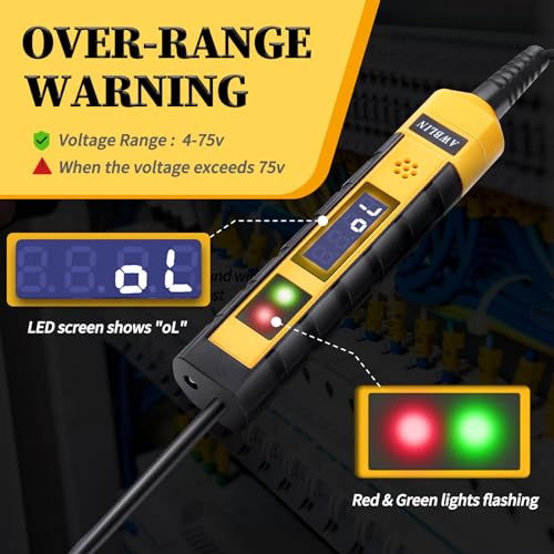 AWBLIN 4-75V DC Automotive Test Light, LCD Digital Light Tester with Voltmeter, Heavy Duty Circuit Tester with Polarity Indicate and Illuminating Lights, Fuse Voltage Tester Auto Electrical Tool - Image 4