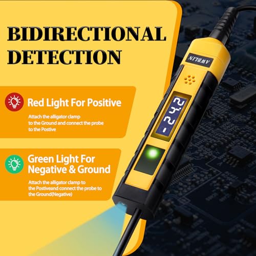 AWBLIN 4-75V DC Automotive Test Light, LCD Digital Light Tester with Voltmeter, Heavy Duty Circuit Tester with Polarity Indicate and Illuminating Lights, Fuse Voltage Tester Auto Electrical Tool - Image 3