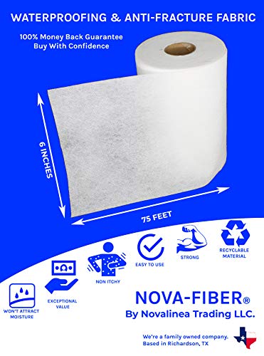 Nova-Fiber شريط شبكة تعزيز ومضاد للكسر نوفا فايبر 6" × 75' - لطبقات العزل المائي السائلة في الحمامات، الدش، الجدران، الأرضيات، والبلاط - Image 2