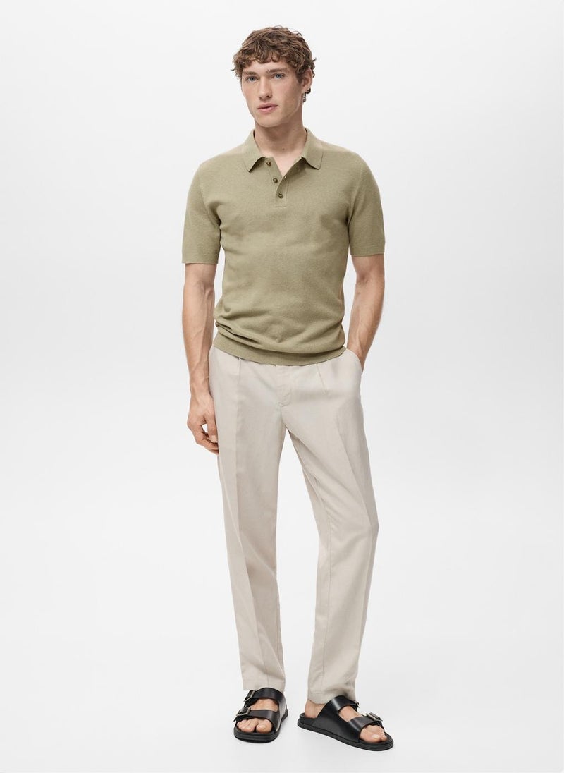 Mango Man Fine-Knit Polo Shirt  - Image 4