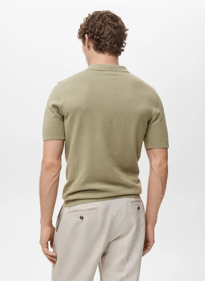 Mango Man Fine-Knit Polo Shirt
