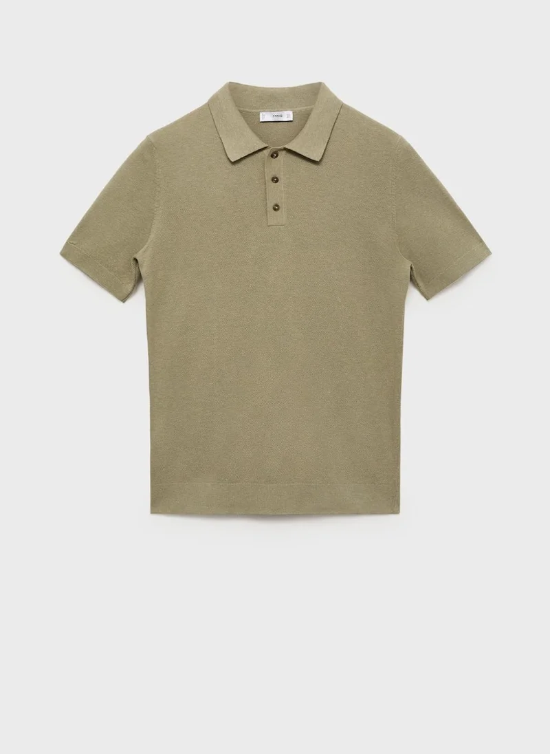 Mango Man Fine-Knit Polo Shirt