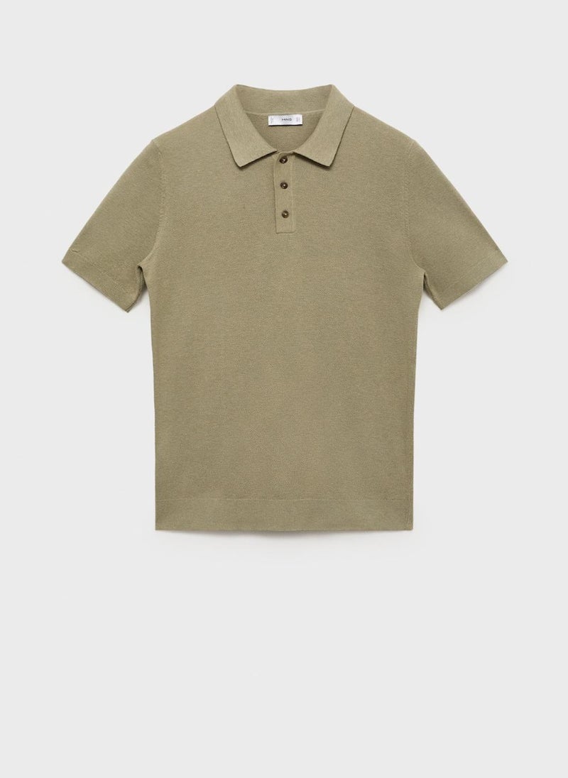 Mango Man Fine-Knit Polo Shirt  - Image 5