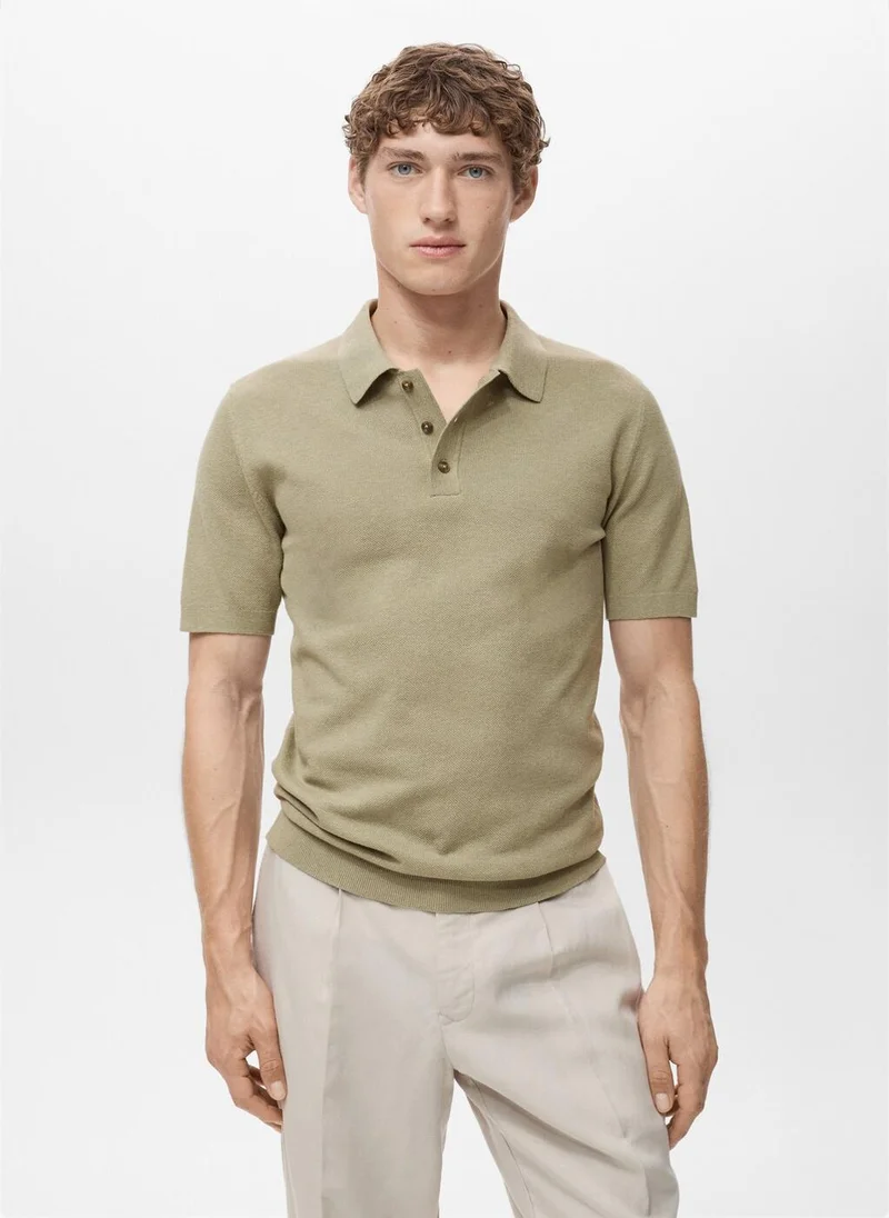 Mango Man Fine-Knit Polo Shirt