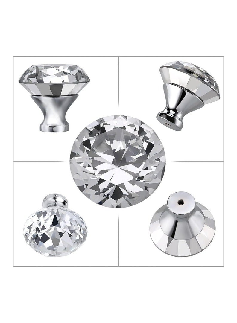 KNP KNP Crystal Clear Glass Diamond Shape Drawer Knob - 8 Pcs, 30mm Drawer Pull Handle for Cabinet, Drawer, Cupboard, Wardrobe Home Decoration Knob 8 Pcs  - Image 2