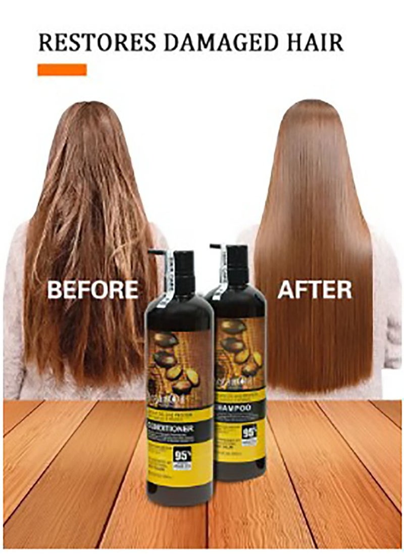 Lightness Argan Oil and Protein Shampoo and Conditioner  2 in 1 Set Sulfate Free Anti Hair Fall Renewal  - Image 4