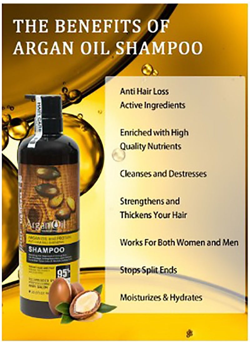 Lightness Argan Oil and Protein Shampoo and Conditioner  2 in 1 Set Sulfate Free Anti Hair Fall Renewal  - Image 3