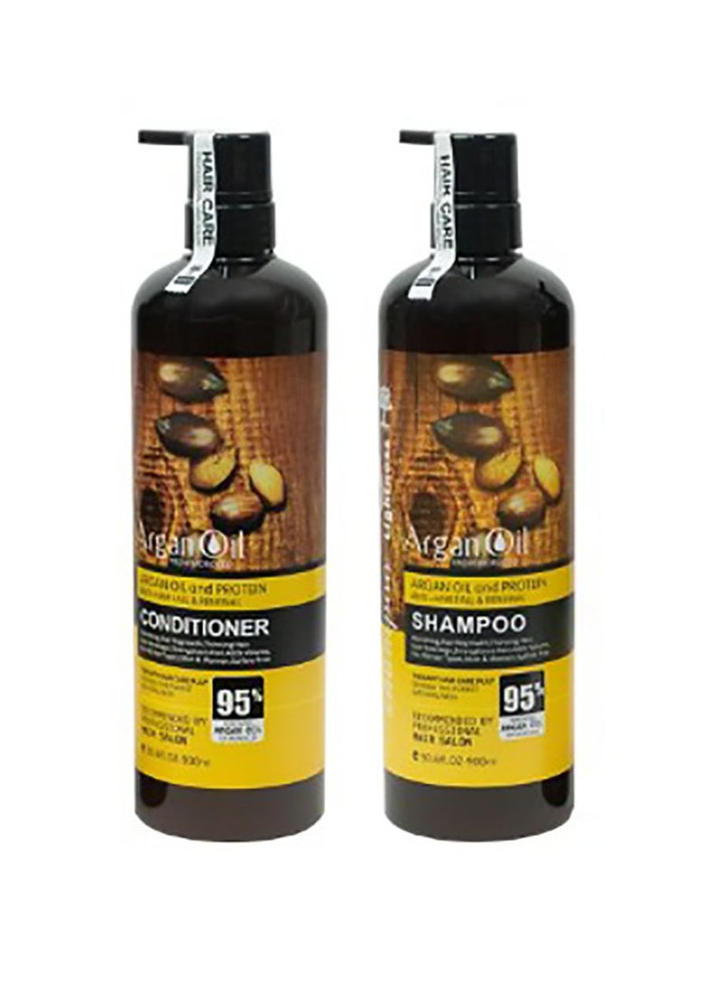 Lightness Argan Oil and Protein Shampoo and Conditioner  2 in 1 Set Sulfate Free Anti Hair Fall Renewal  - Image 1
