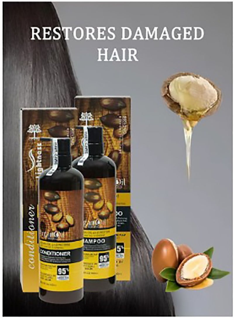 Lightness Argan Oil and Protein Shampoo and Conditioner  2 in 1 Set Sulfate Free Anti Hair Fall Renewal  - Image 2