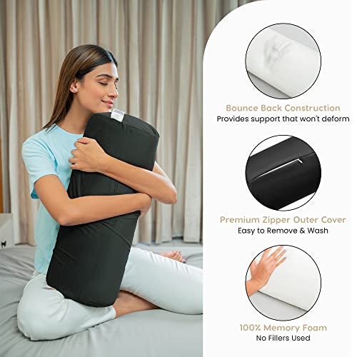 MY ARMOR Bolster Pillow | Memory Foam Orthopedic for Rest & Support | Black, Medium Size - 22" x 8" x 8" - Image 4