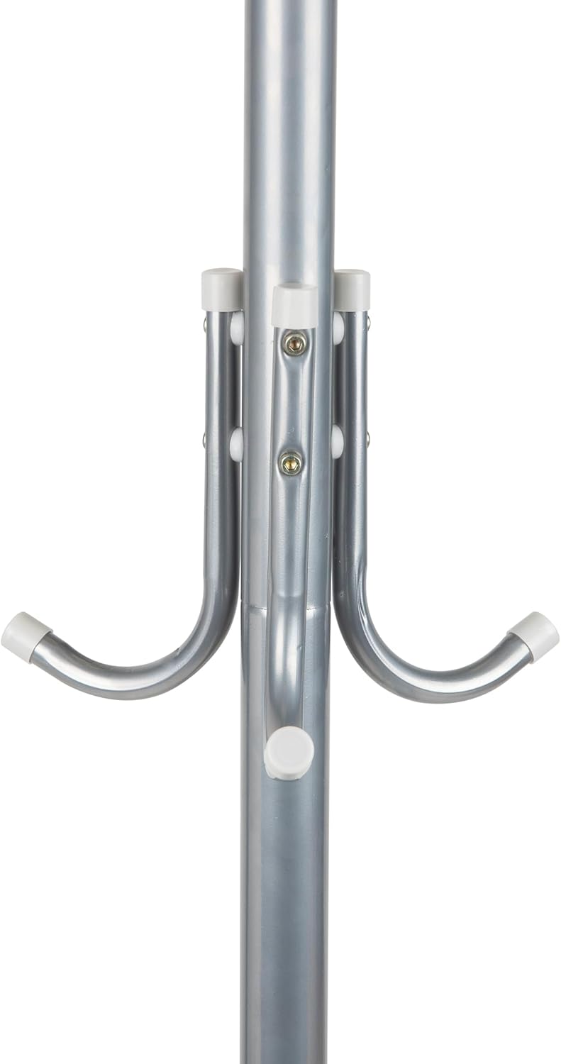 Mind Reader Freestanding Coat Rack, Multi-Tier Organizer for Office and Entryway, Metal, Silver - Image 3