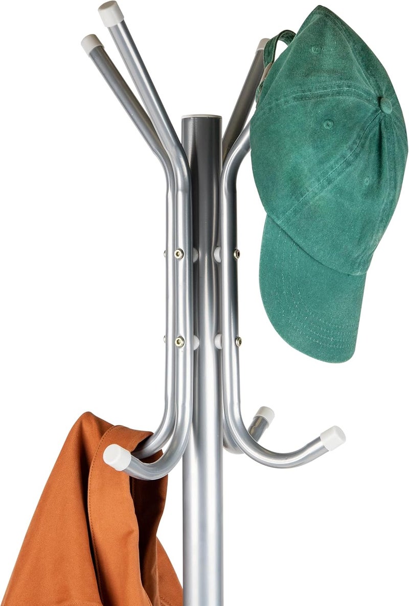 Mind Reader Freestanding Coat Rack, Multi-Tier Organizer for Office and Entryway, Metal, Silver - Image 2