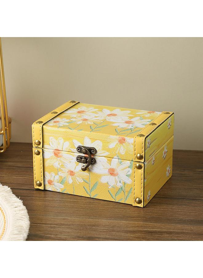 Bluejw Creative Wooden Storage Box Nordic Oil Painting Style Leather Jewelry Box Household Desktop Dust-proof Storage Box Wooden Gift Box - Image 5