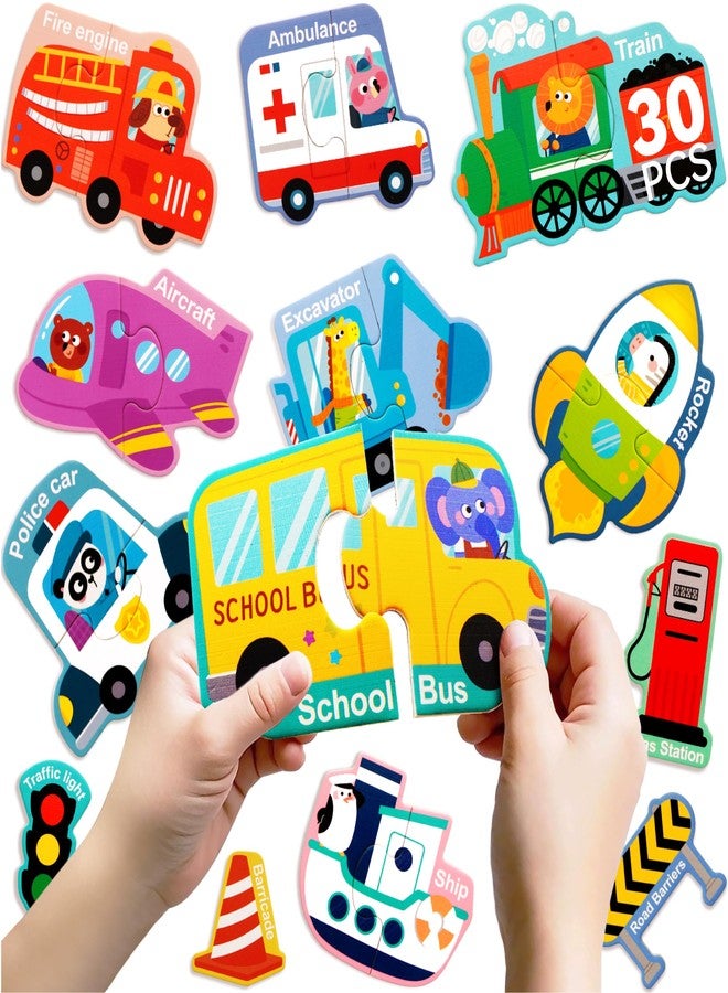 Dotimo kids Dotimo 30 PCS Vehicle Pairing Magnetic Puzzle - Truck Fridge, Magnets Kids, Fridge Magnets for Toddlers 1-3 - Image 1
