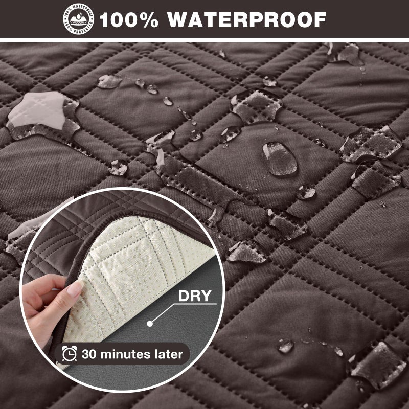 TAOCOCO Waterproof Recliner Chair Covers 30 Inch Wide, Oversized Recliner Covers for Recliner Chair with Pocket, Recliner Slipcovers with Straps Furniture Protector for Kids Pets (30'', Chocolate) - Image 4