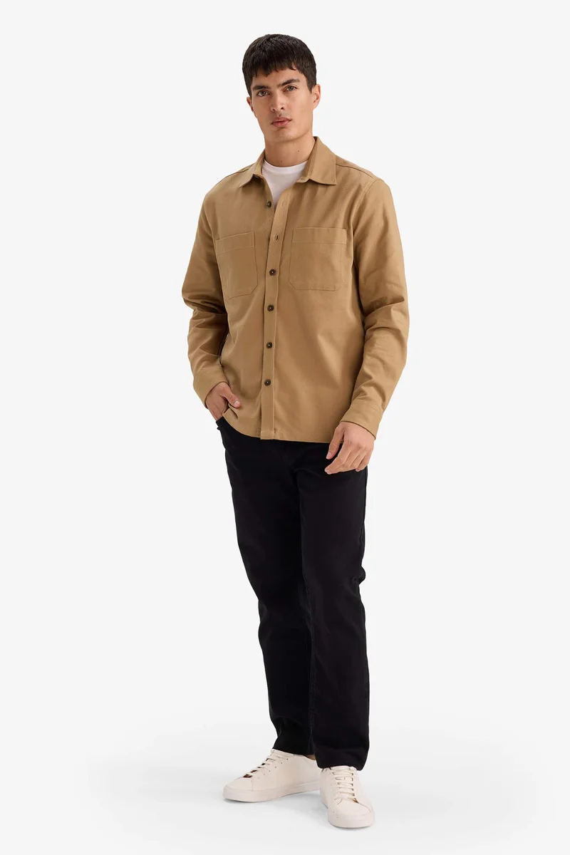 Defacto Regular Fit Polo Neck Gabardine Shirt
