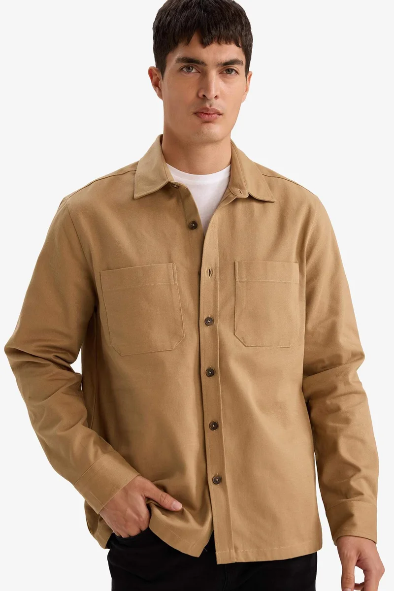 Defacto Regular Fit Polo Neck Gabardine Shirt