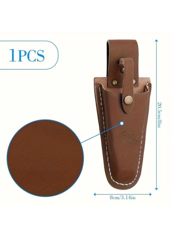 Heavy Duty Leather Trimming Scissor Bag Brown Durable Garden Tool Organizer Zipper Closure - Image 4