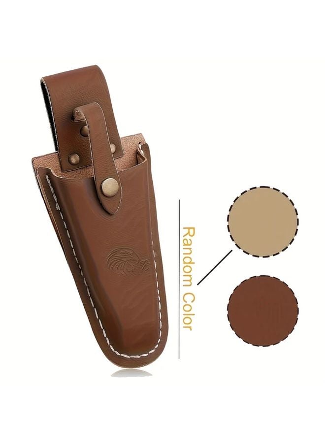 Heavy Duty Leather Trimming Scissor Bag Brown Durable Garden Tool Organizer Zipper Closure - Image 2
