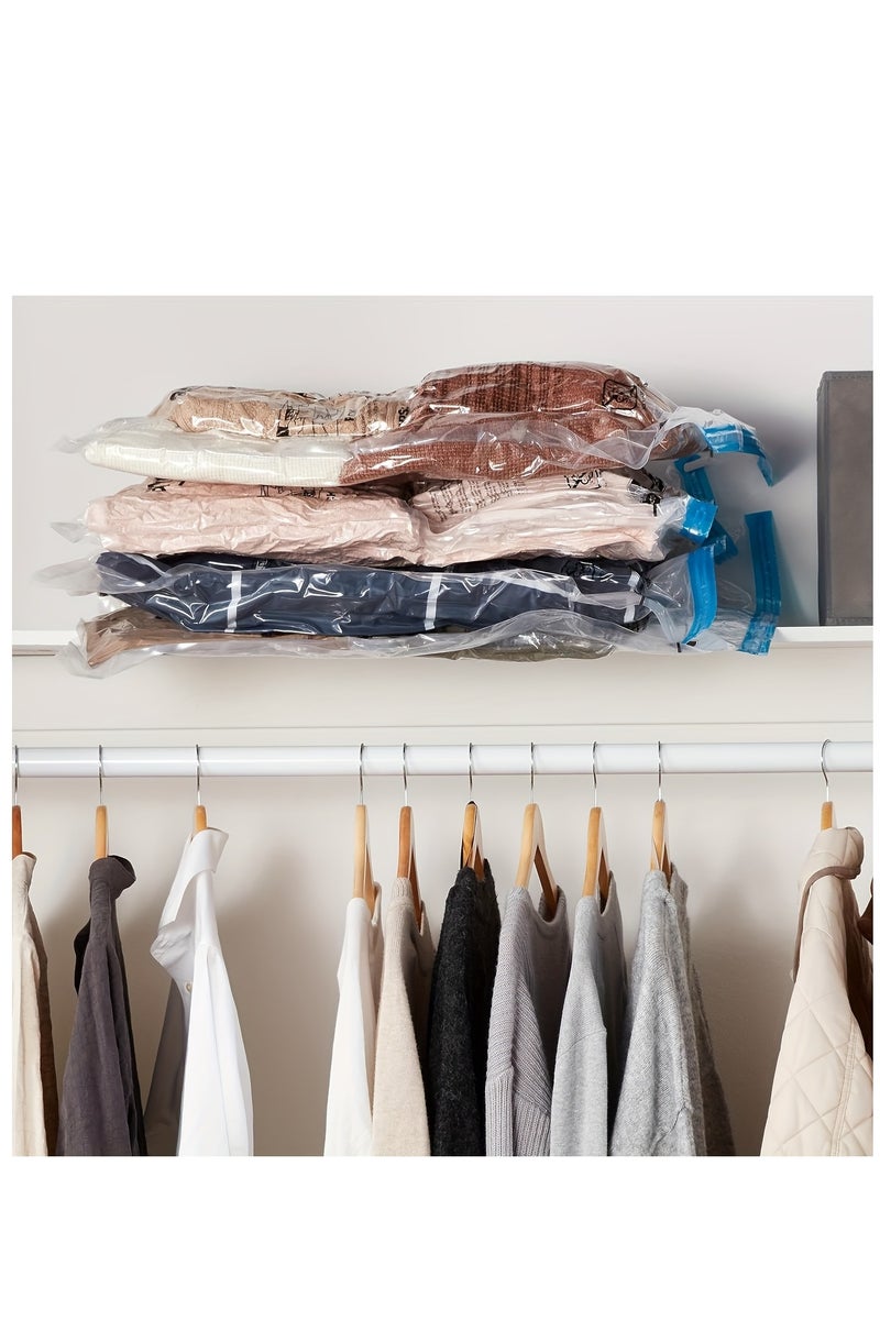 5 Pcs Vacuum Space Saver Bags, Vacuum Storage Bags with Hand Air Pump, Compression Bags Space Saver Bags Vacuum Seal Bags (1 Pcs 40x60cm), (1 Pcs 60x80cm), (1 Pcs 50x70cm), (1 Pcs 80*100cm), (1 Pcs 100*120cm), (1 Pcs Hand Pump) - Image 2