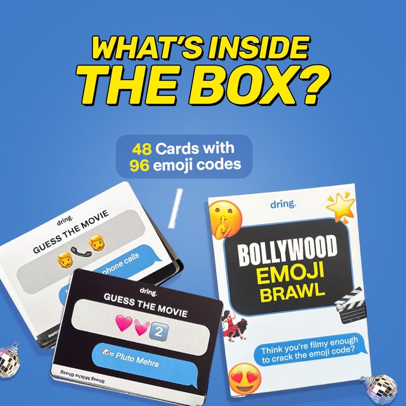 Dring Bollywood Emoji Brawl - Trivia and Guessing Bollywood Game | Perfect for Families & Friends | Fun House Party Game | Adults, Teens, 3-10 Players | Card Game, 14+ Ages, filmy - Image 4
