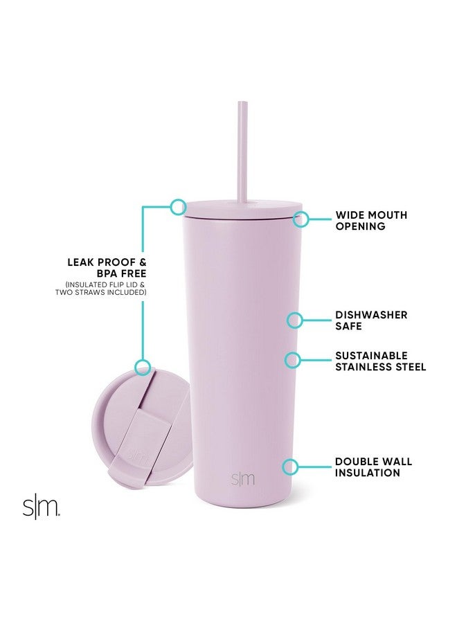 Simple Modern Simple Modern Insulated Tumbler with Lid and Straw | Iced Coffee Cup Reusable Stainless Steel Water Bottle Travel Mug | Gifts for Women Men Her Him | Classic Collection | 24oz | Lavender Mist - Image 2