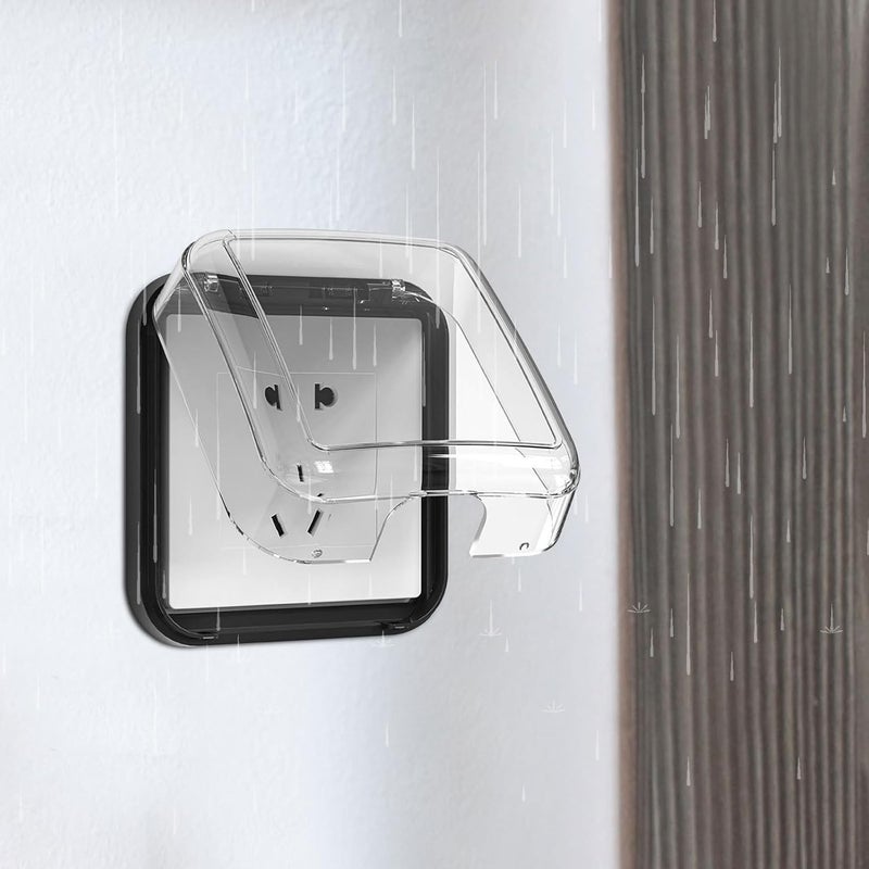 Ciieeo Waterproof Outlet Cover 2pcs, Adhesive Socket Protective Case with Wall Mount for Bathroom and Outdoor Use, Black Weatherproof Electrical Socket Box - Image 5