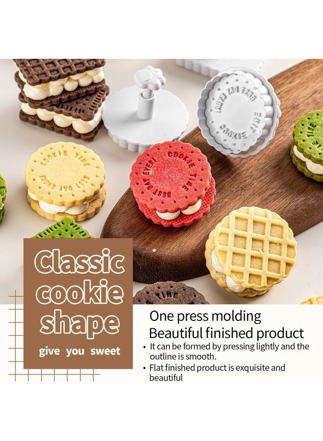Vinland Cookie Stamps Set, 4 Pcs Waffle Pattern Cookie Mold Biscuit Cutter Set 3D Classic Cookie Cutter with Plunger Stamp, 4 Styles Funny Cookie Biscuit Molds for Treats DIY Baking, Cake, Pastry - Image 3