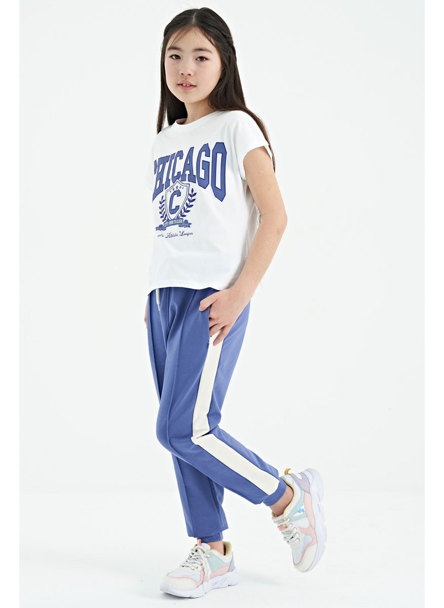 Tommy Life - Light Purple Side Band Hidden Zipper Pocket Detailed Jogger Girl Tracksuit Bottom - 75122 - Image 1