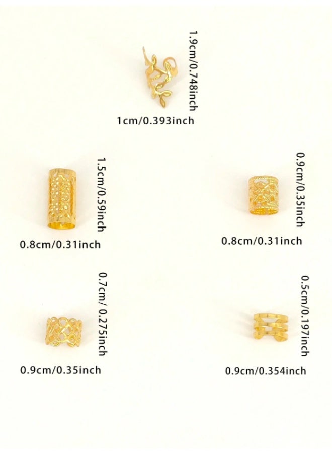 Luxury Gold Metal Hair Cuffs and Filigree Rings Set for Braids, Dreadlocks, and Bubble Ponytails, Bohemian Decorative Hair Jewelry Accessories for Women and Girls - Image 4