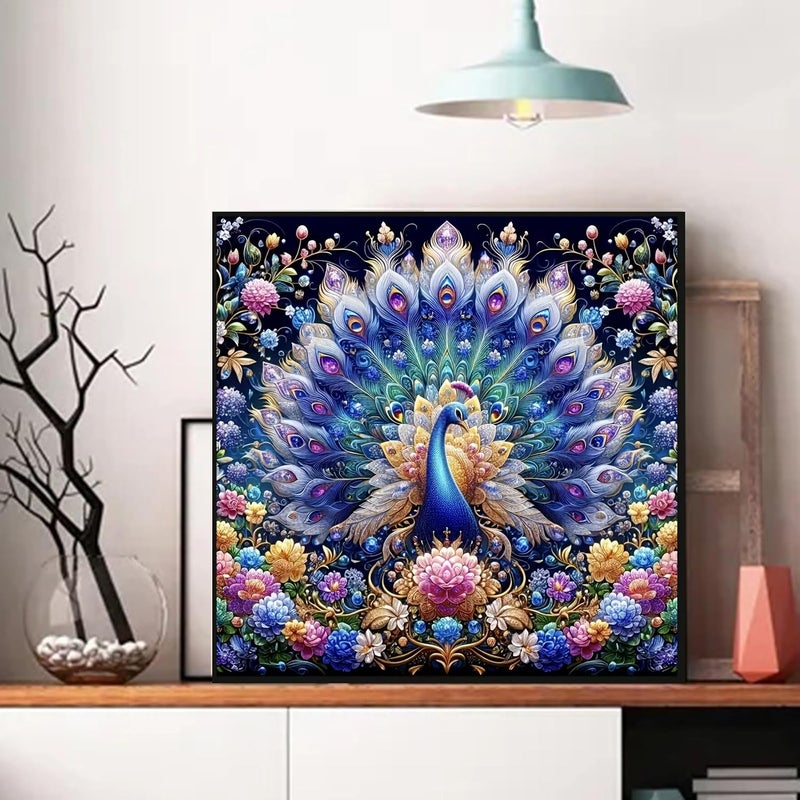 KTHOFCY 5D DIY Animal Peacock Diamond Painting Kits for Adults,Peacock Spreading Its Tail Full Drill Embroidery Stitch Crystal Rhinestone Paintings Arts Wall Decor Painting Dots Kits 13.7X13.7inch - Image 2