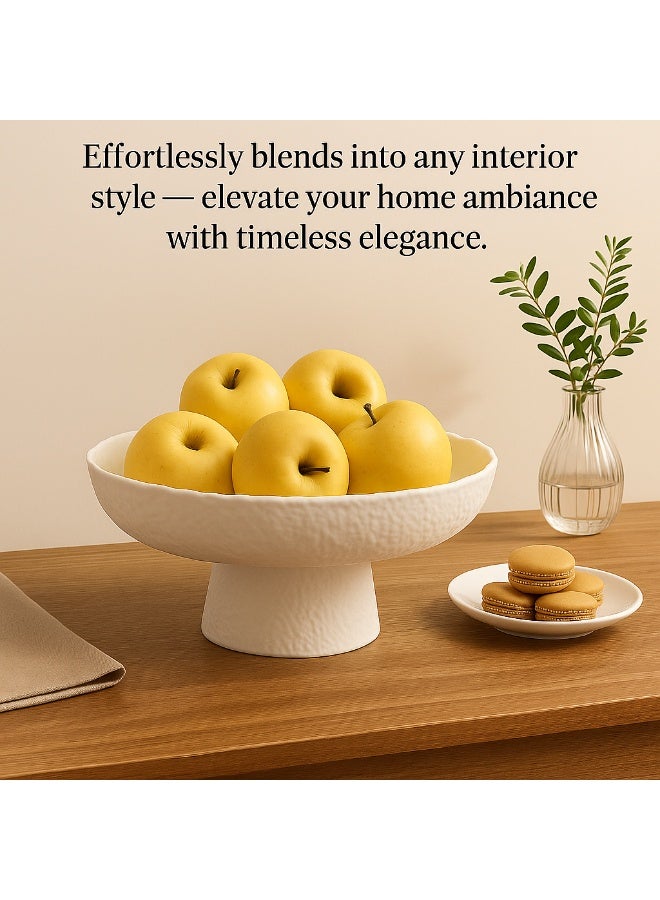 Fruit Bowl for kitchen decor Counter, 10.4‘’Large Decorative Bowl, Modern Display key bowls, High Foot Serving Blows with Irregular Edge Design, High-Temperature Fired Thickened Bowl - Image 2