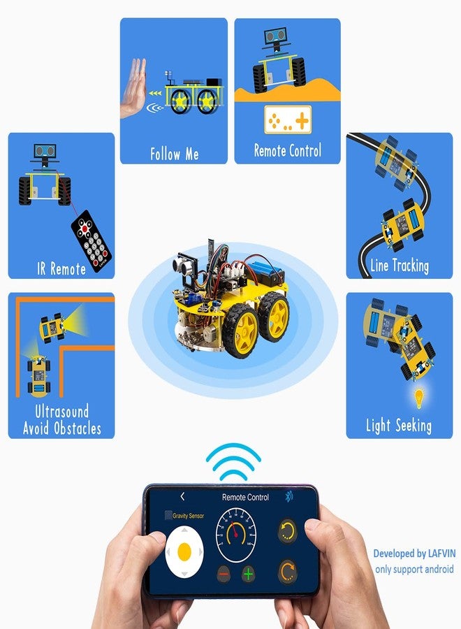 LAFVIN 4WD Multi Robot Car Kit Upgraded V2.0 Robot STEM/Graphical Programming Robot Car Compatible with Arduino IDE with Tutorial - Image 3