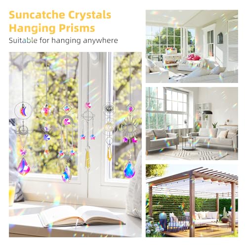 ilclviz Sun Catchers 6Pieces Colorful Crystals Suncatcher with Chain Pendant Ornaments Hanging Crystals Prism Rainbow for Window Home Indoor Outdoor Car Mirror Garden Christmas Day Party Wedding Decoration - Image 3